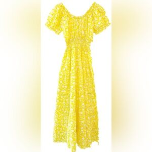 Pink City Prints Rah Rah Dress Lemon Tulip Yellow Floral Maxi Dress